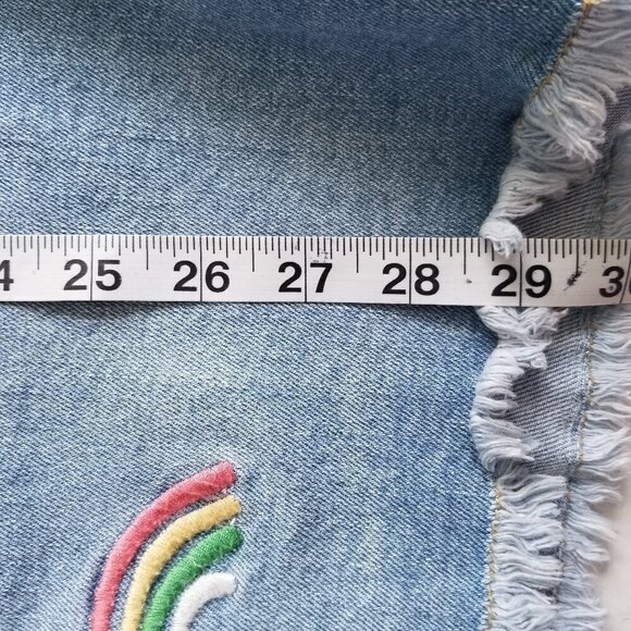 Women's Pride Rainbow Queen Shortall Bib Overalls Denim Light Wash Blue Sz M - Picture 14 of 14